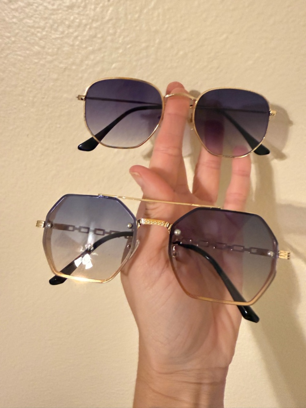 Gold Frame Gradient Lens Women's Sunglasses - Blue/Purple Gradient